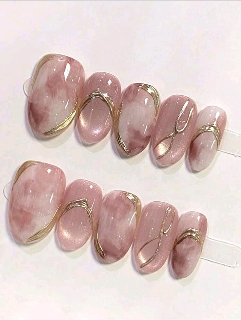 Pure Hand-made oval Press-On Nails, photo 2