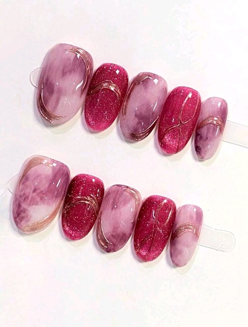Pure Hand-made oval Press-On Nails, photo 5