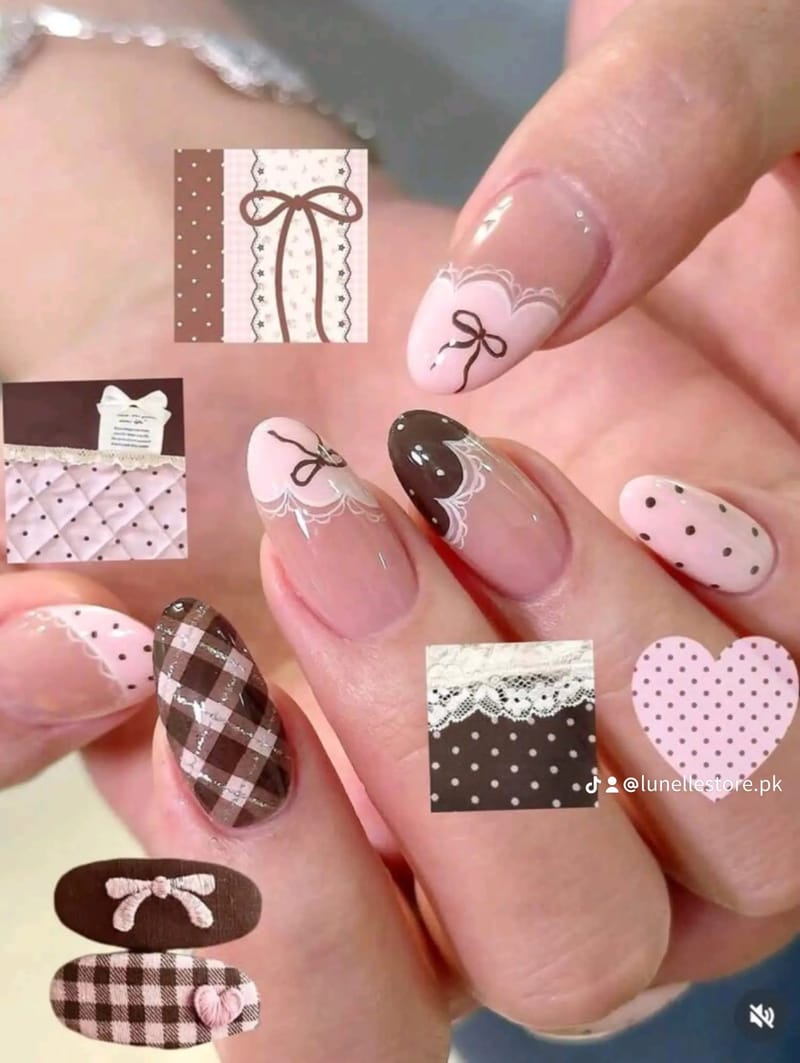 Pink-Brown Bow Set