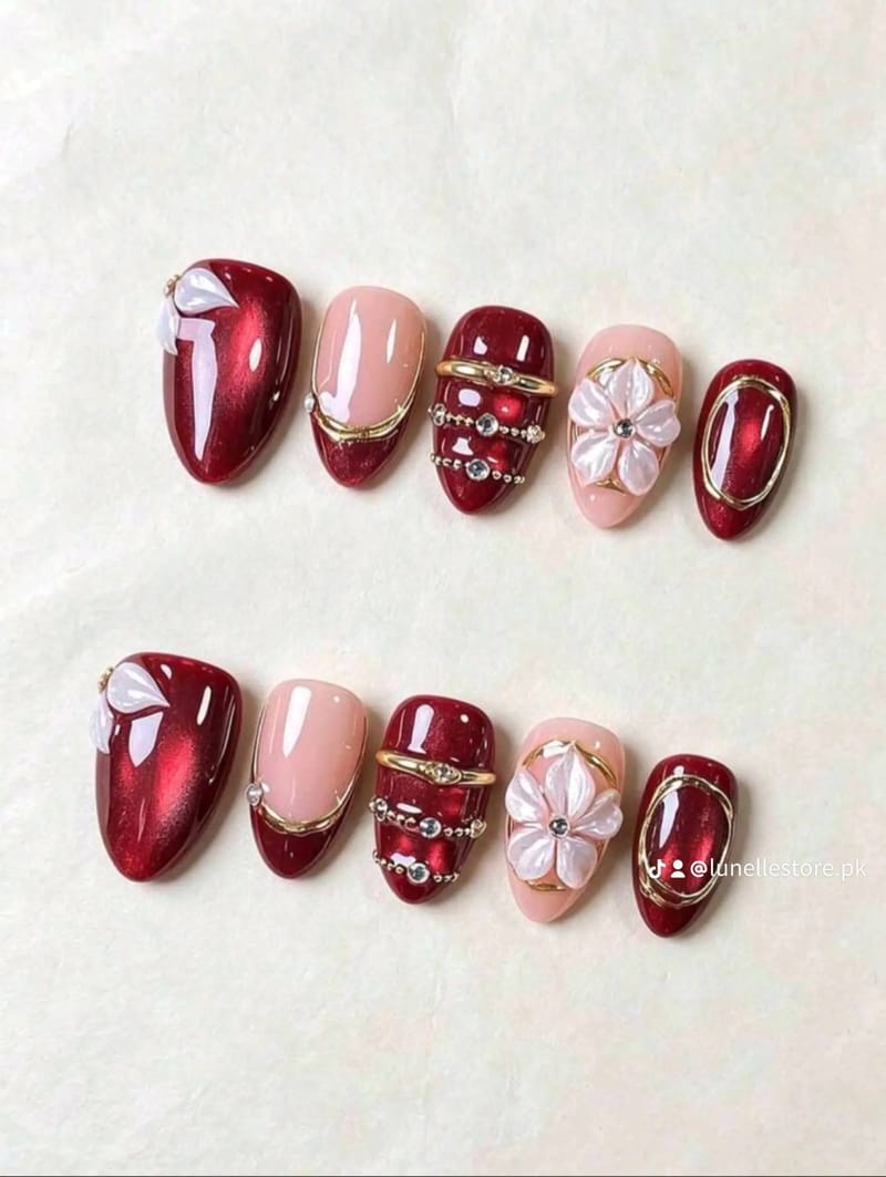 Red Floral Hand-made set, photo 2