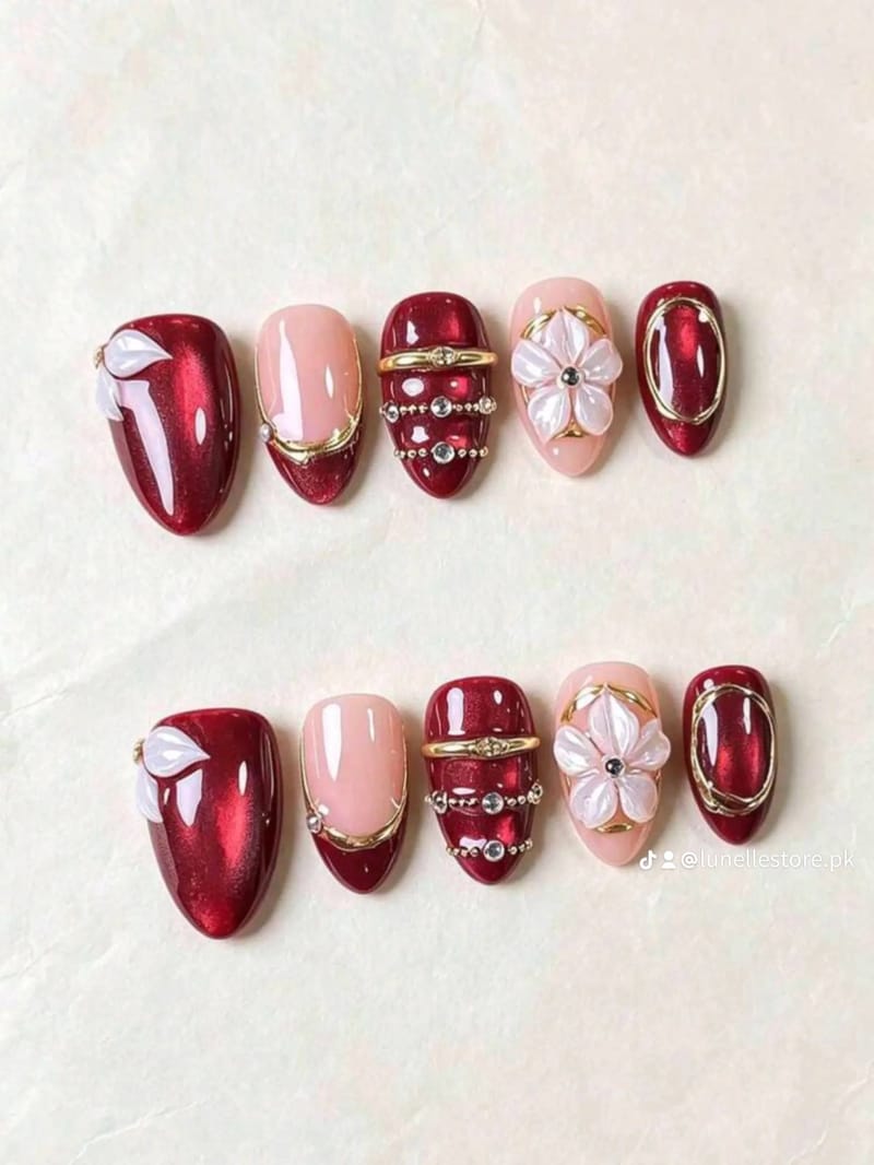 Red Floral Hand-made set