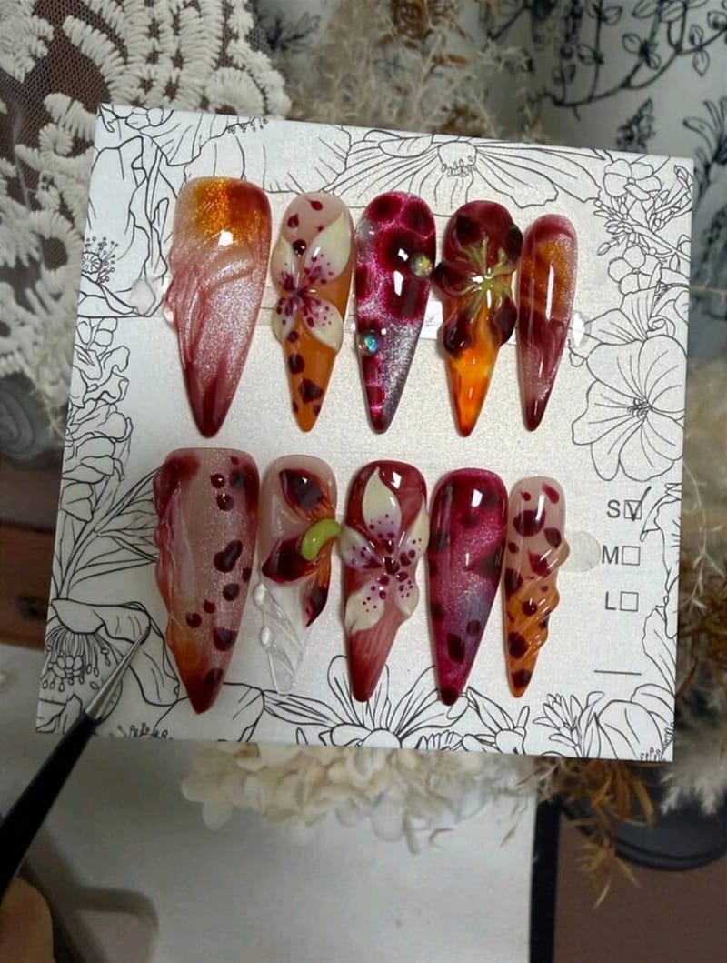 3D Floral Nail Art