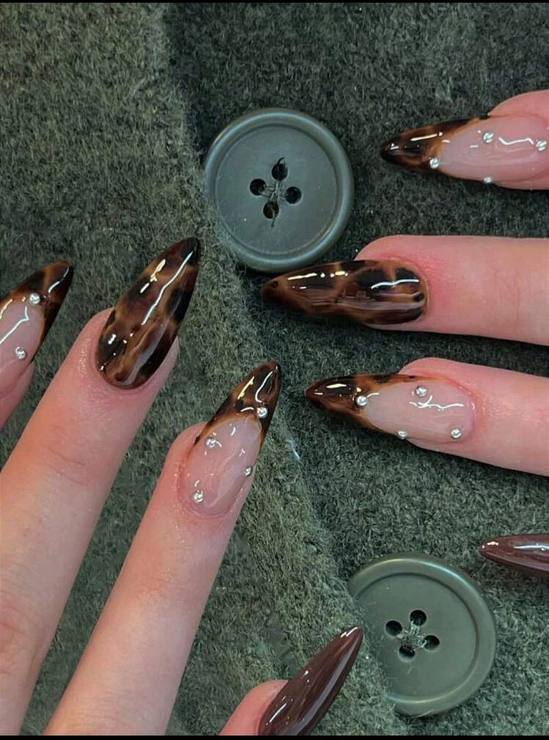 Brown Leapoard French Nail, photo 2