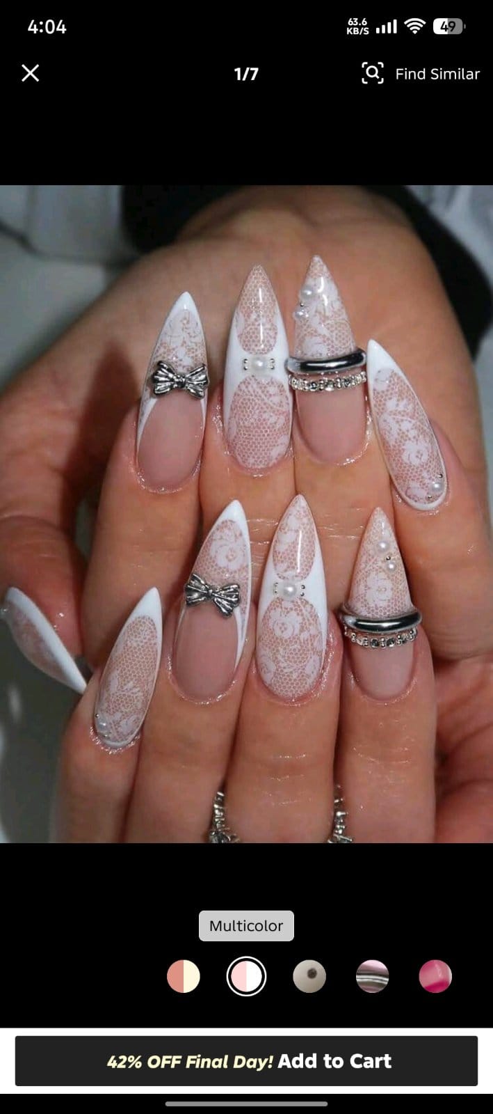 French Flower Acrylic Nails