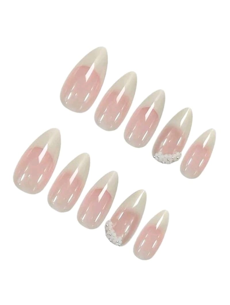 Medium-Almond Shaped with Gradient Pink Floral Beaded Design, photo 2