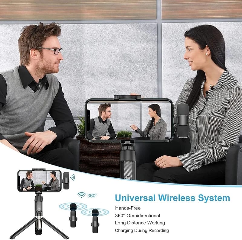 K9 Wireless Dual Lavalier Microphone System - Plug & Play for Vlogging & Live Streaming
