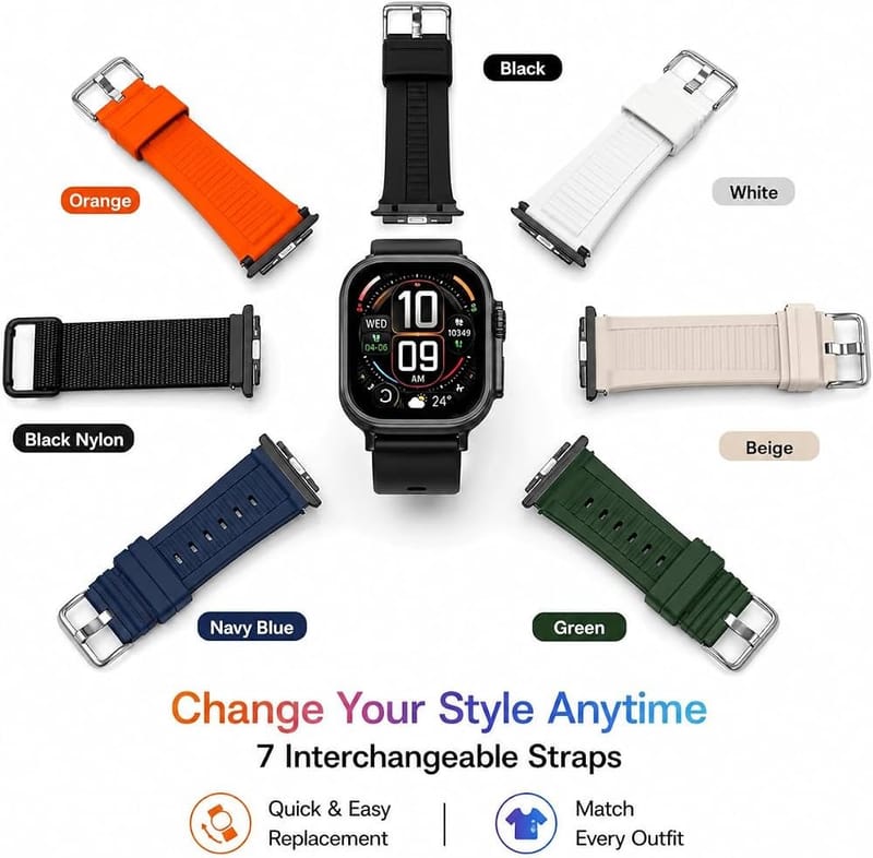 Ultra 3 Pro Smart Watch with 7 Strap Combo | Bluetooth Calling Smartwatch for Men & Women with Fitness Tracker,, photo 3