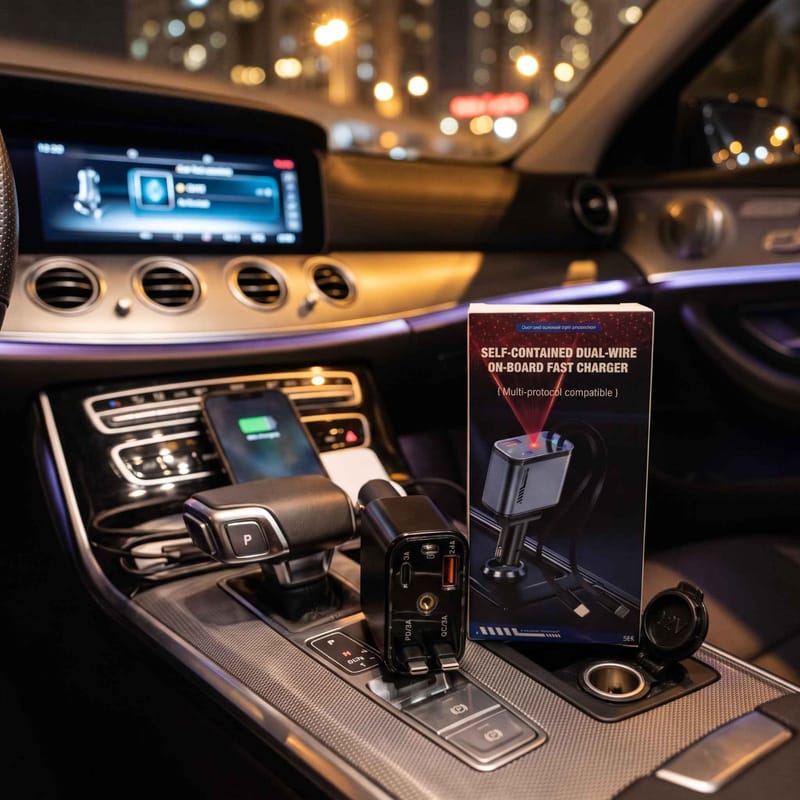 5 in 1 Self-Contained Dual-Wire On-Board Car Fast Charger, photo 2