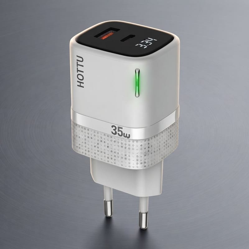 HOTTU FC11 35W Full Protocol Super Fast Charger – USB-C PD & USB-A QC 3.0 Dual Port Wall Charger