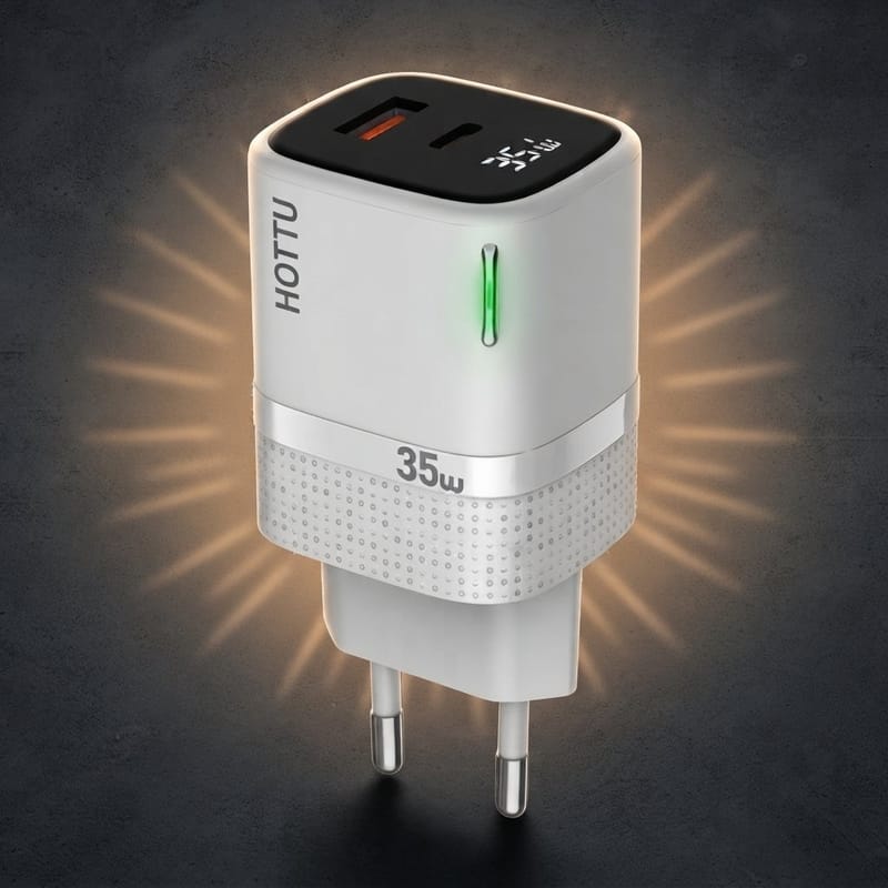HOTTU FC11 35W Full Protocol Super Fast Charger – USB-C PD & USB-A QC 3.0 Dual Port Wall Charger, photo 2