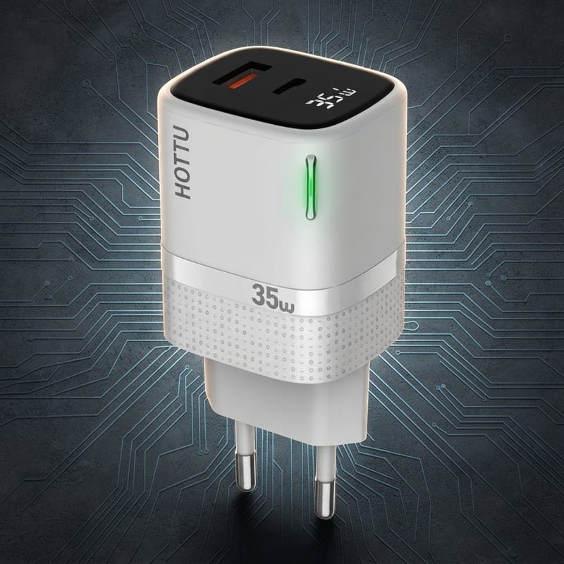 HOTTU FC11 35W Full Protocol Super Fast Charger – USB-C PD & USB-A QC 3.0 Dual Port Wall Charger, photo 3