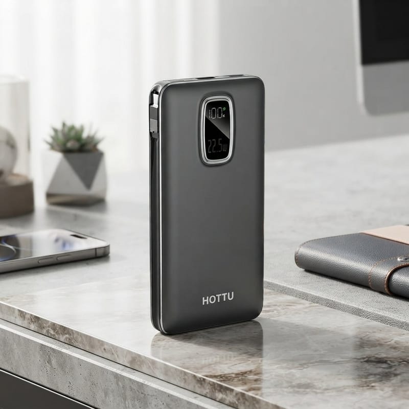 HOTTU HT29 Power Bank – 10000mAh, 22.5W Fast Charging & Built-in Cables (Fusion Series)