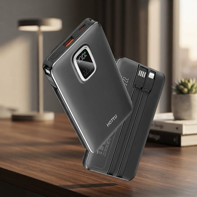 HOTTU HT29 Power Bank – 10000mAh, 22.5W Fast Charging & Built-in Cables (Fusion Series), photo 3