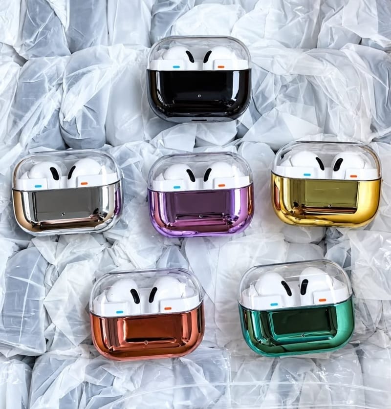 Airpods Pro 2 With Shining Metallic Charging Case Wireless Earbuds (Random Color)