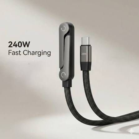 240W 2-In-1 Data Cable With Stand | 1.5 Meter C To C USB Data Cable | Fast Charging Nylon Braided Mobile Cable, photo 3