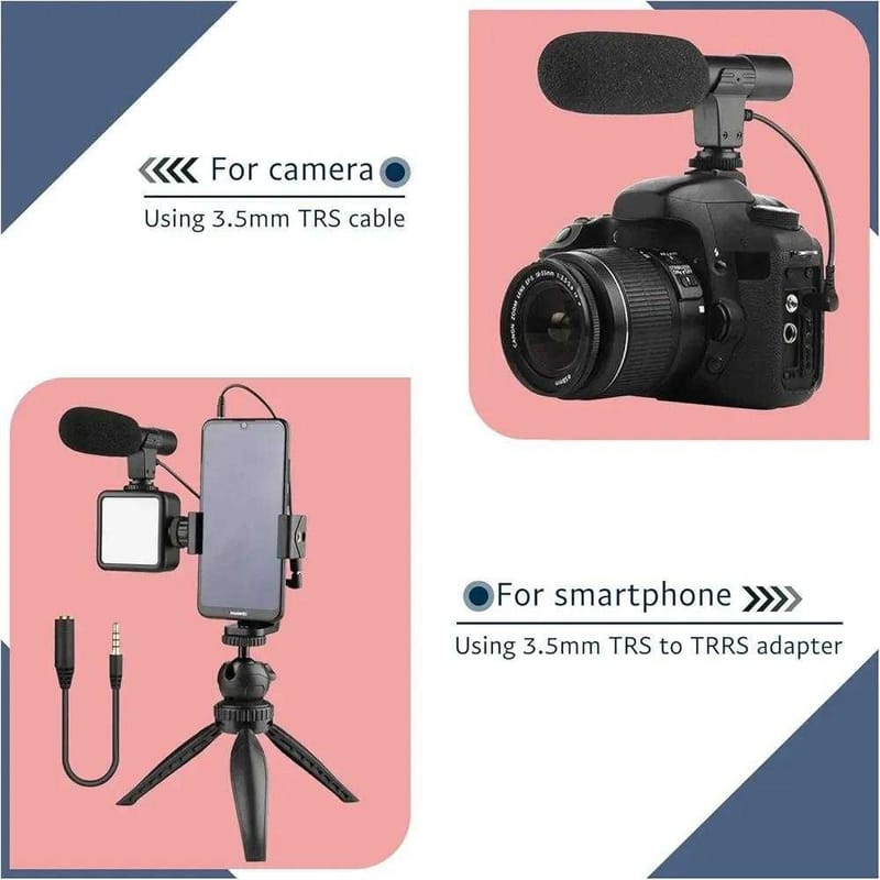 AY-49 Multi-Functional Portable Vlogger Kit with Mic, LED Light & Tripod Stand with Remote, photo 2