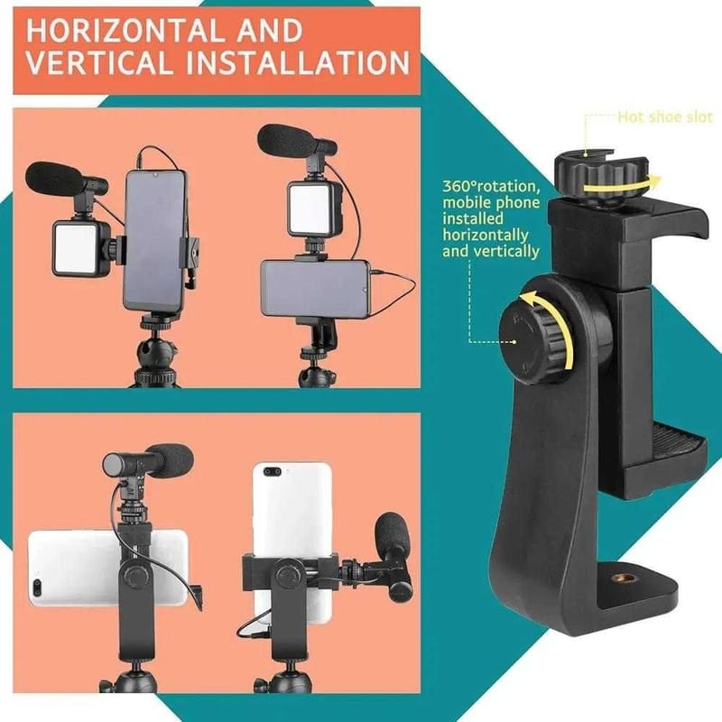 AY-49 Multi-Functional Portable Vlogger Kit with Mic, LED Light & Tripod Stand with Remote, photo 3