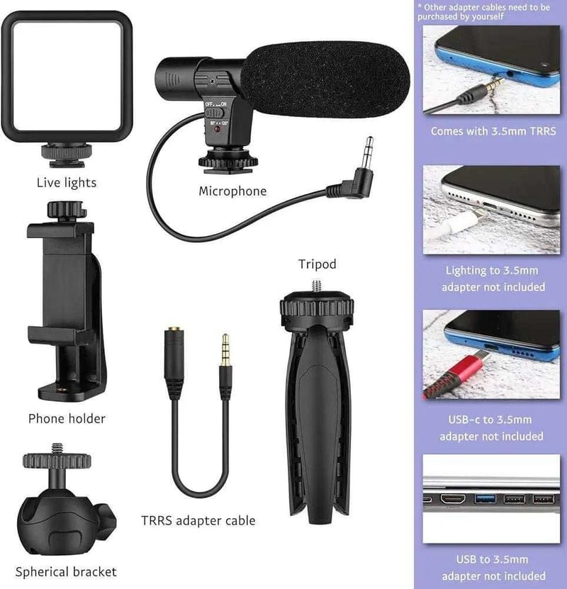 AY-49 Multi-Functional Portable Vlogger Kit with Mic, LED Light & Tripod Stand with Remote, photo 4