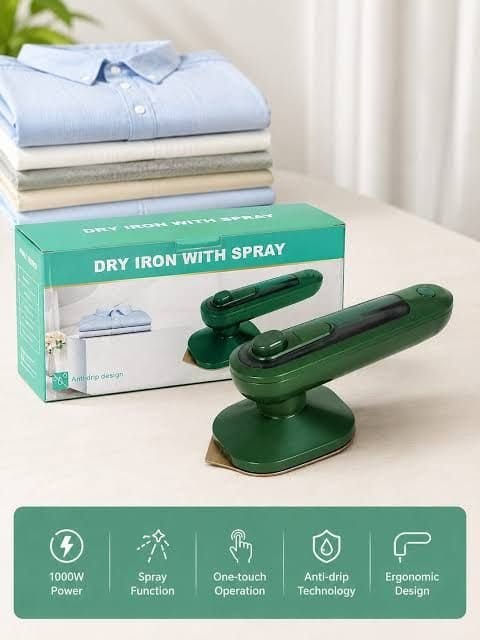 Portable Dry Iron With Spray Handheld Garment Press Travel Iron Appliance - 1000W