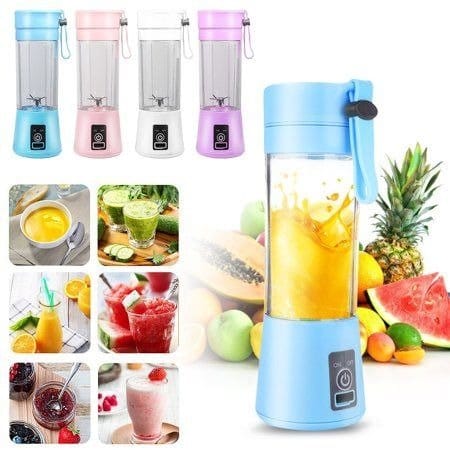 6 Blade Mini Portable USB Juicer Blender Compact Cordless Fruit Mixing Cup And Smoothies Maker - 380ML )