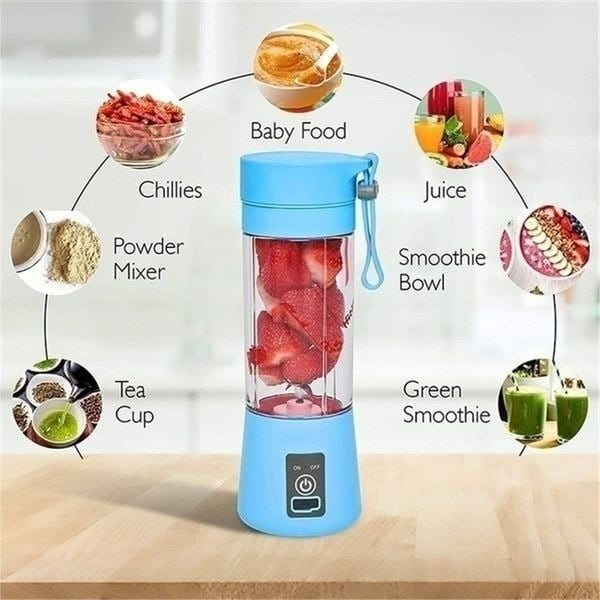 6 Blade Mini Portable USB Juicer Blender Compact Cordless Fruit Mixing Cup And Smoothies Maker - 380ML ), photo 2