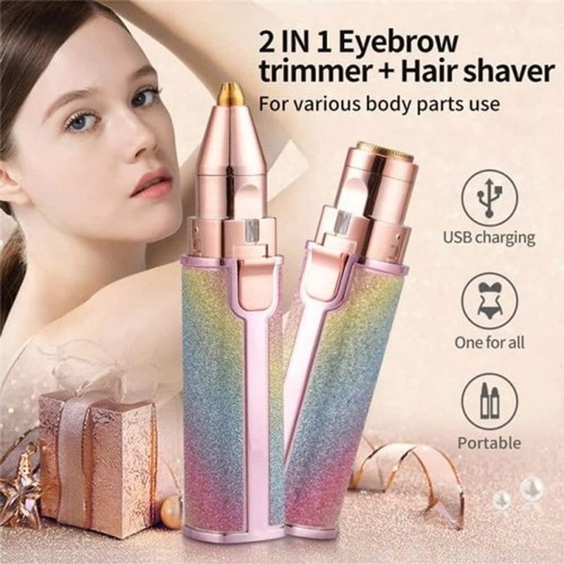 2-in-1 Rainbow Facial Hair Remover & Eyebrow Trimmer - USB Rechargeable, photo 3