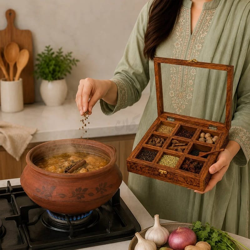 Wooden Spice Box with 9 Compartments, photo 3