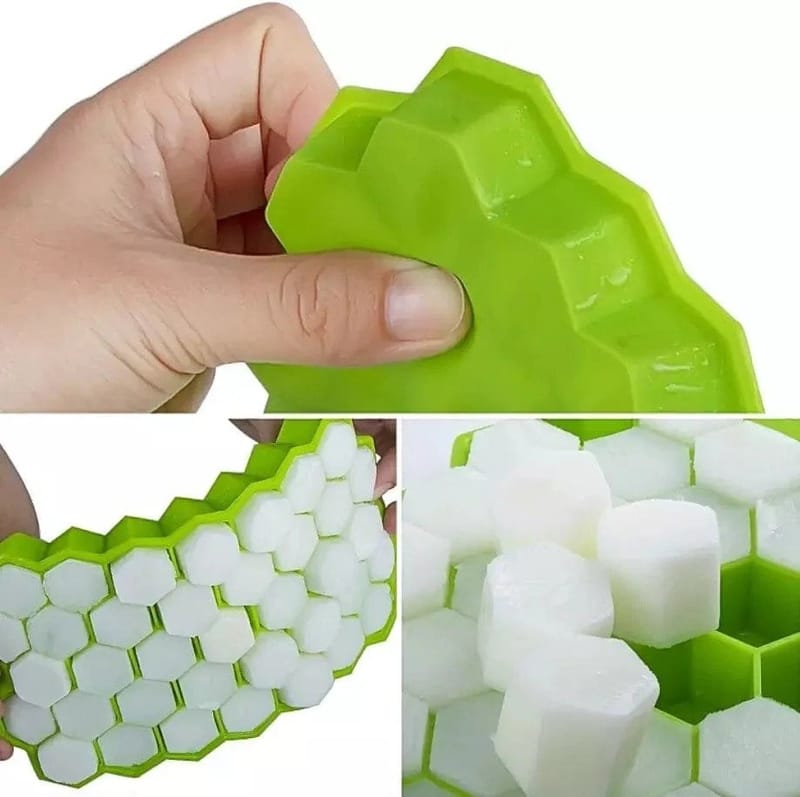 Honey Cube Honeycomb Tray 37 Silicone Cubes Ice Cube Making Mold with Lids (Random Color)