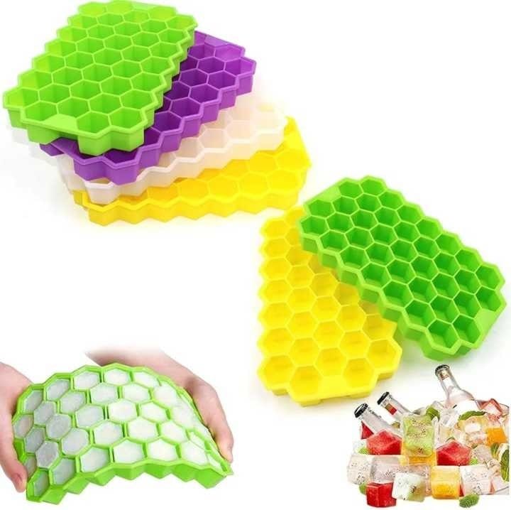 Honey Cube Honeycomb Tray 37 Silicone Cubes Ice Cube Making Mold with Lids (Random Color), photo 3