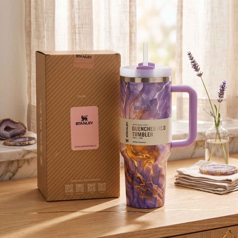 Stanley 40oz Peach Marble Premium Stainless Steel Tumbler - (1200ml)