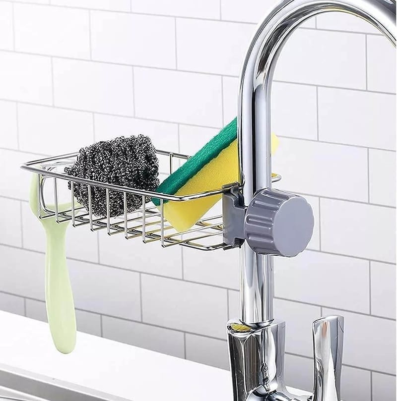 Stainless Steel Sink Faucet Organizer | Kitchen Sink Sponge Holder Rack | Kitchen Darin Rack & Soap Holder (Box Packing), photo 2