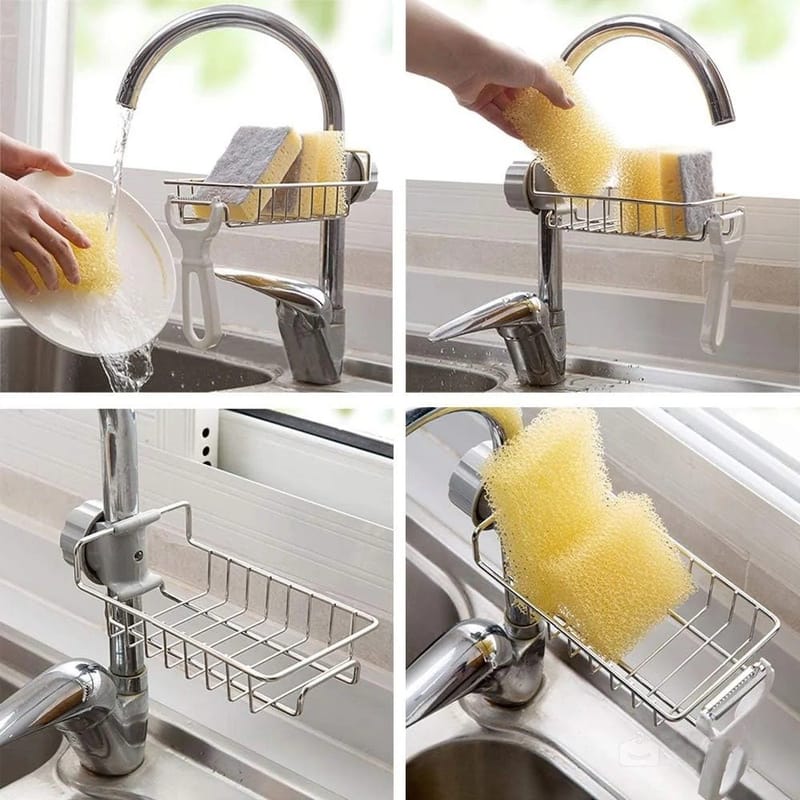 Stainless Steel Sink Faucet Organizer | Kitchen Sink Sponge Holder Rack | Kitchen Darin Rack & Soap Holder (Box Packing), photo 3