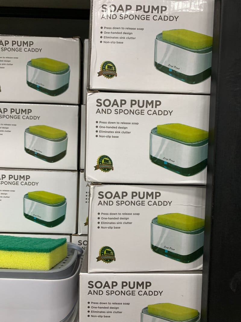 Soap Pump And Sponge Caddy Press Down One Handed Design Non Slip Base Eliminates Sink Clutter