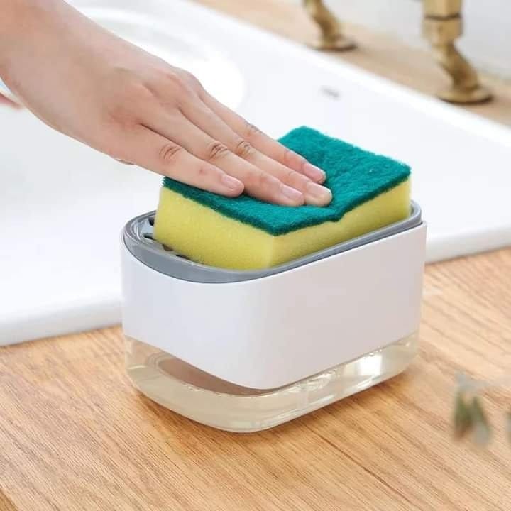 Soap Pump And Sponge Caddy Press Down One Handed Design Non Slip Base Eliminates Sink Clutter, photo 3