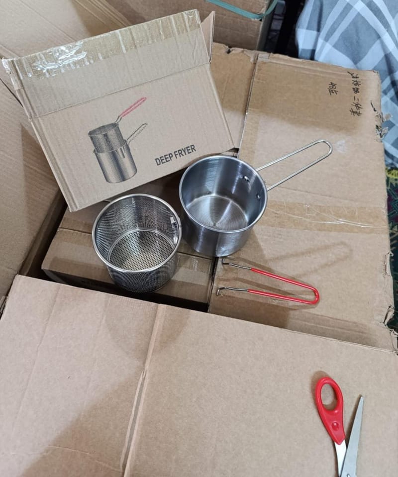 Deep Frying Pot with Strainer Basket – 1200ml Stainless Steel Oil Fryer Pot with Box Packing, photo 2