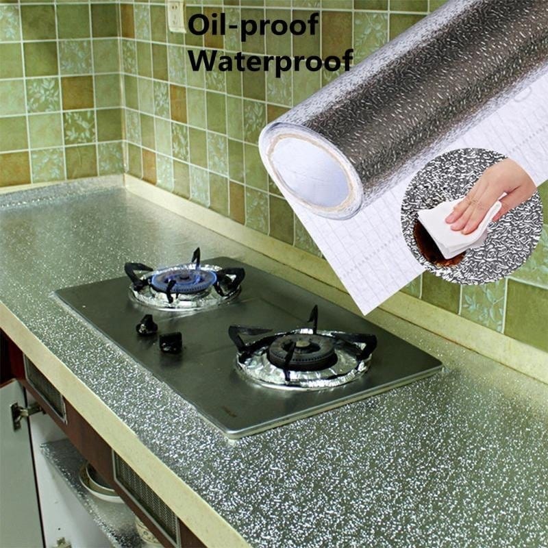 Self-Adhesive Kitchen Oil-Proof Sticker Roll | Waterproof Aluminium Foil Sheet | DIY Wallpaper 45×150cm, photo 3