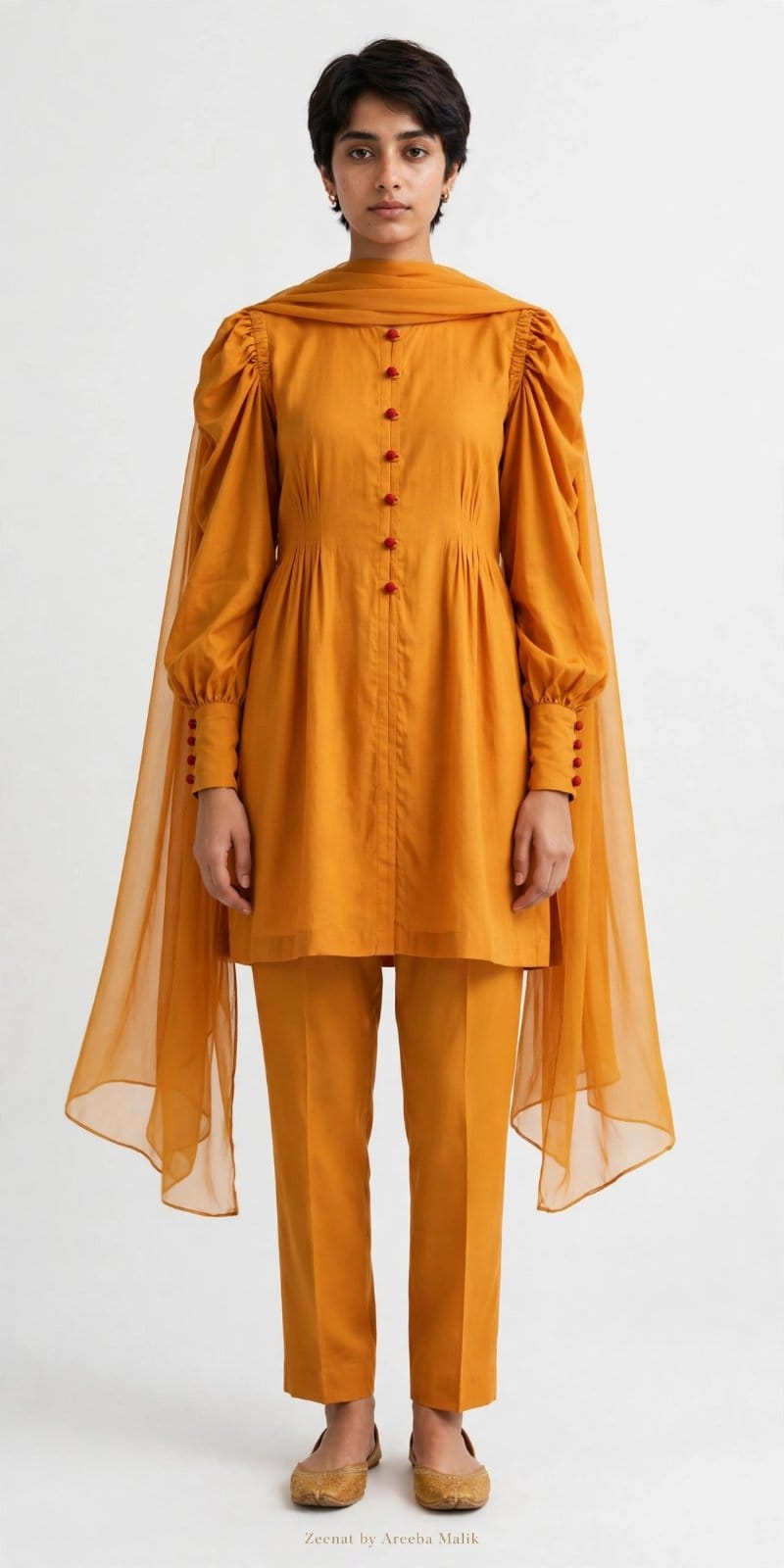 ELEGANT SHORT FROCK-Mustard Orange