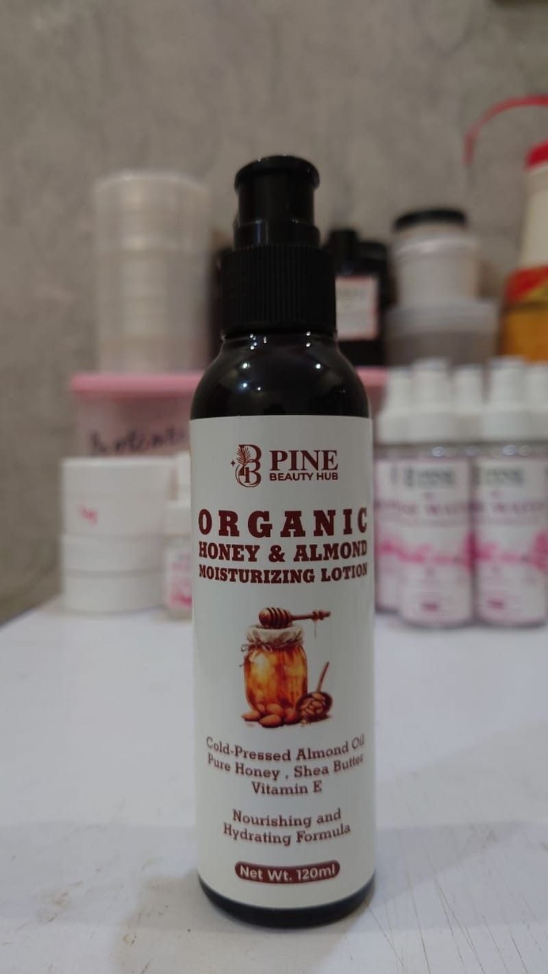 Organic Honey & Almond Moisturizing Lotion by Pine Beauty Hub | Anti-Aging & Skin Barrier Repair Body Lotion - 120ml