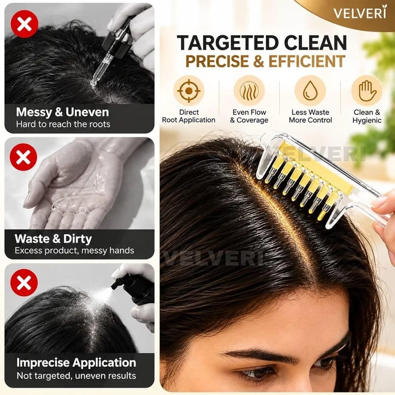 3-in-1 Hair Oil Applicator Comb | Refillable Oil Dispenser + Scalp Massager | Premium Hair Care Brush, photo 2