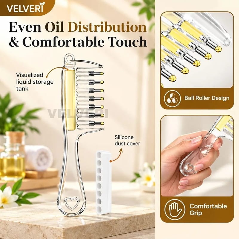 3-in-1 Hair Oil Applicator Comb | Refillable Oil Dispenser + Scalp Massager | Premium Hair Care Brush, photo 4