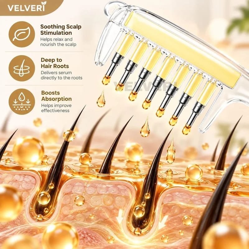 3-in-1 Hair Oil Applicator Comb | Refillable Oil Dispenser + Scalp Massager | Premium Hair Care Brush, photo 5