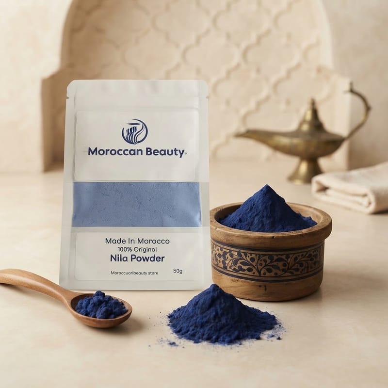 Moroccan Beauty Nila (Blue) – Brightening Skincare & Facial Mask Treatment Powder 50g, photo 3
