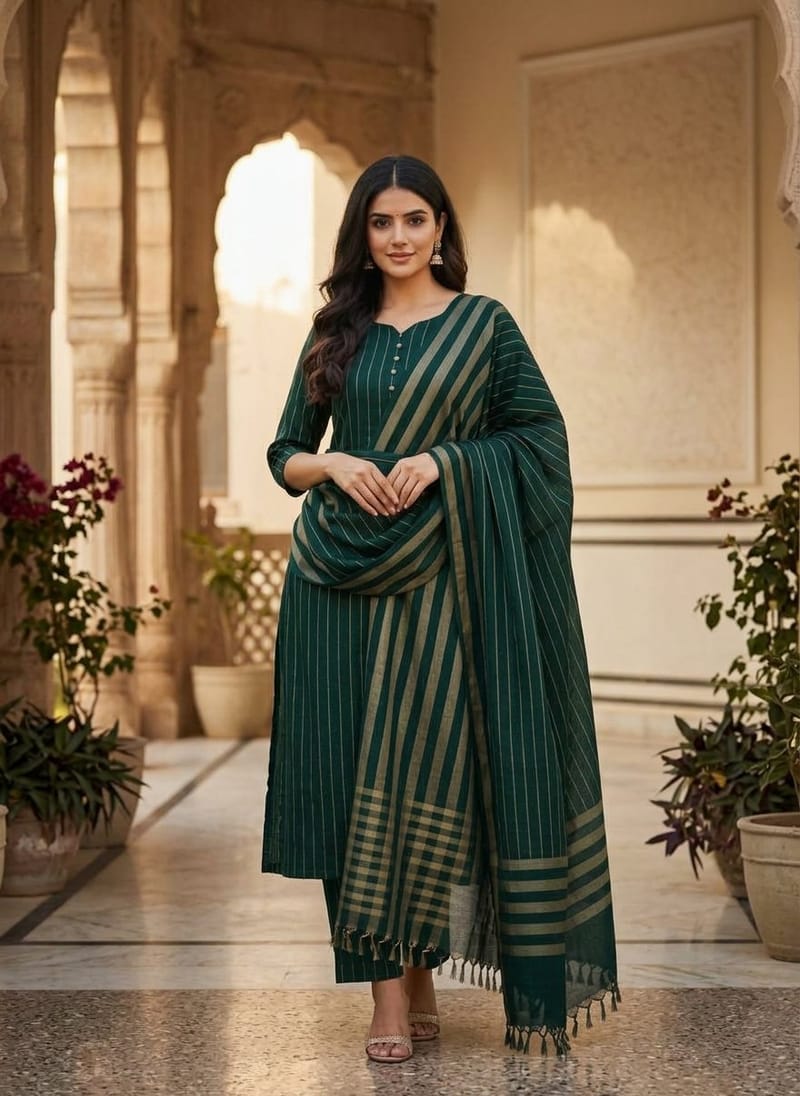 Winter Sussi Marina 3 Piece Unstitched Suit Apparel Accessory For Women - Green