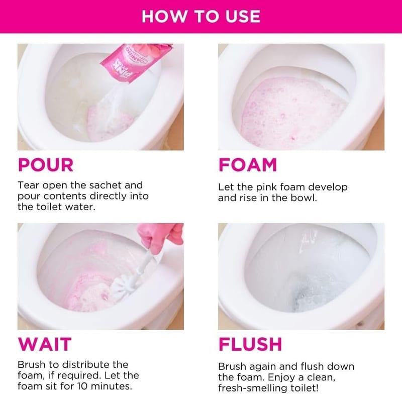 The Pink Stuff Foaming Toilet Cleaner Sachet Bathroom Cleaning Powder - (Pack of 6) 50g Each, photo 2