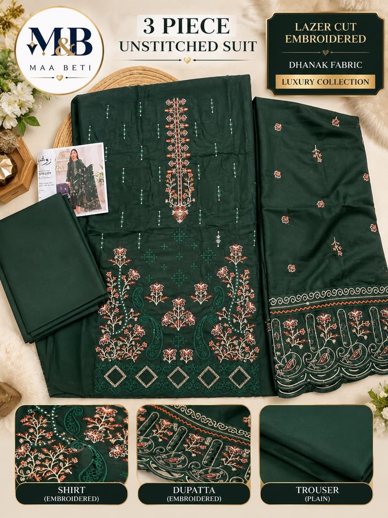 Embroidered dhanak suit