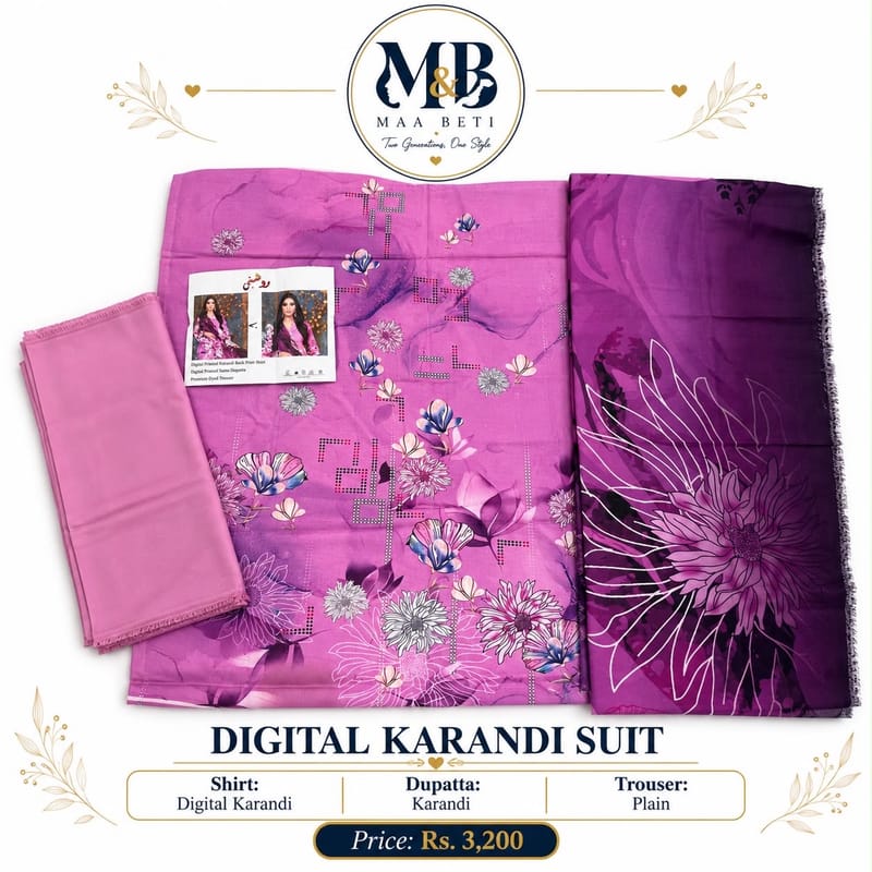 Unstitched karandi suit