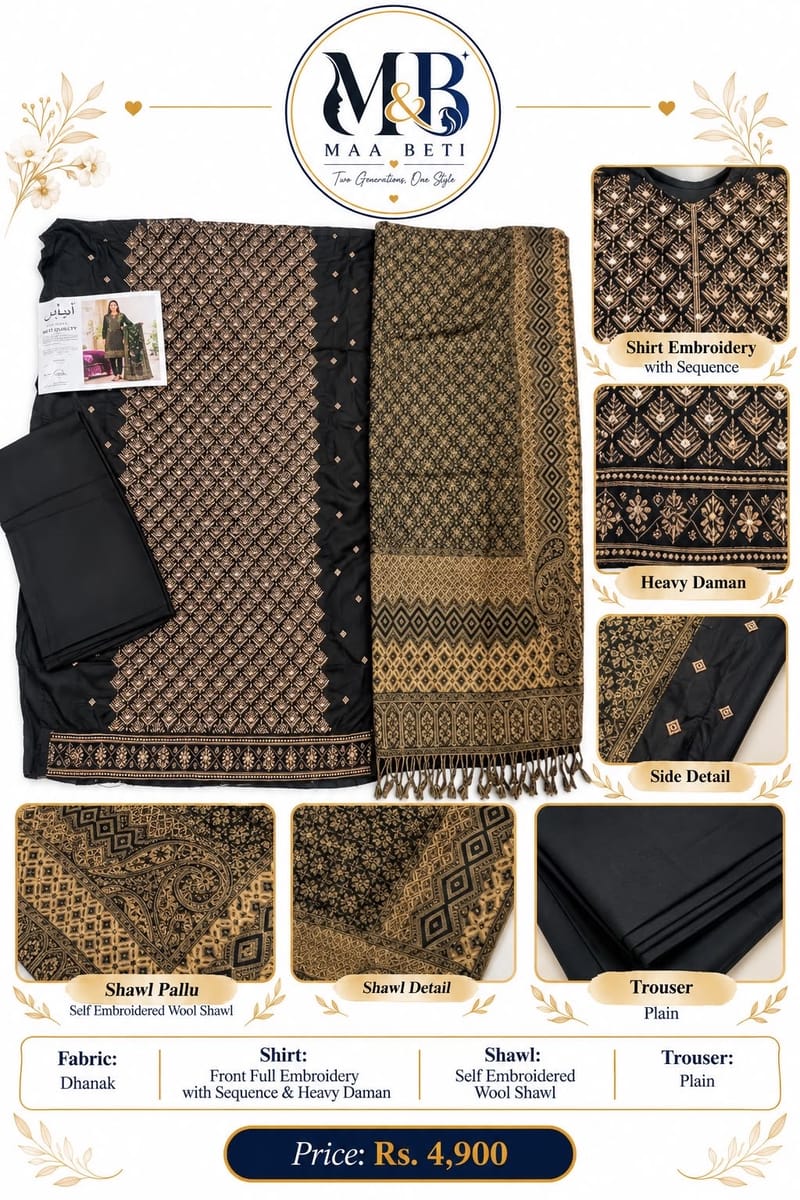 Embroidered dhanak