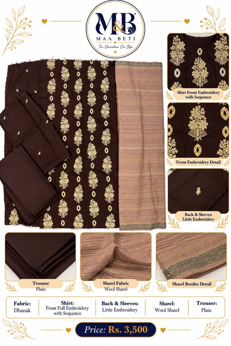 Embroidered dhanak
