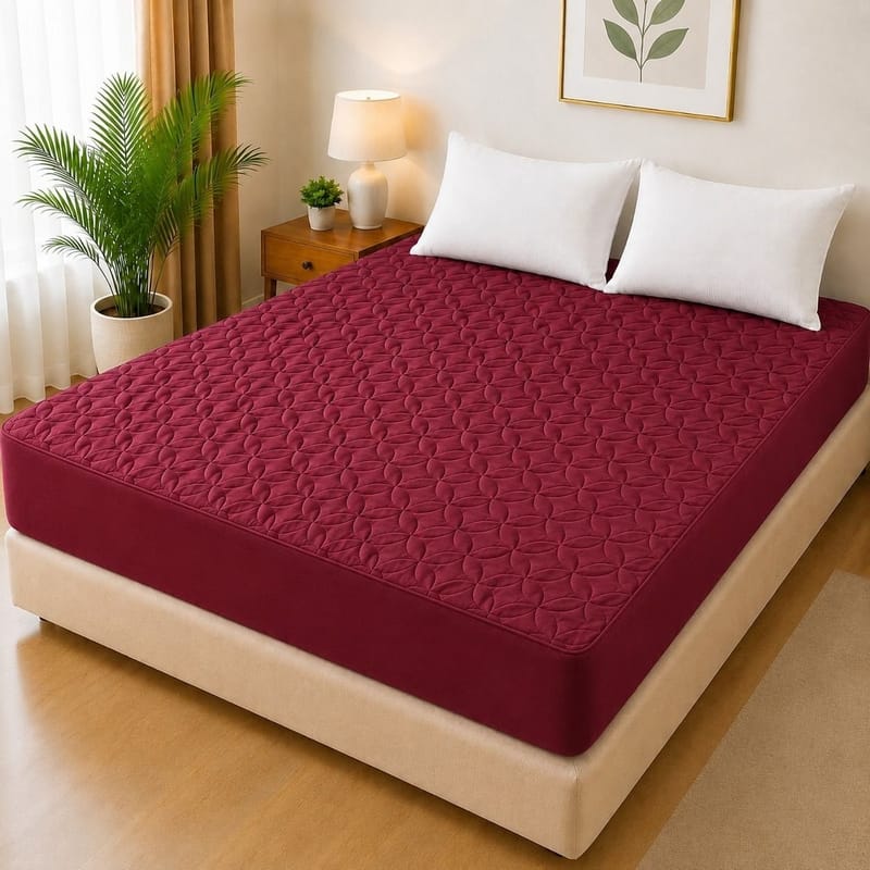 Ultrasonic Quilted Waterproof Mattress Protector – Joint-Free Fitted Cover (King Size)