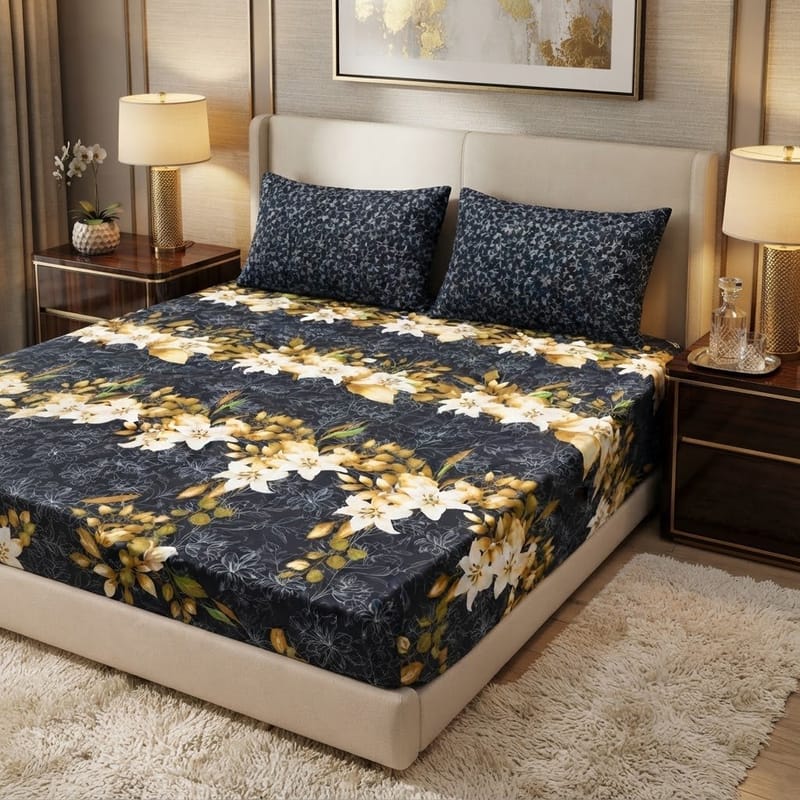 Gift Pack Bedsheet Cotton Mix Full Printed 3PC Set With King Size Sheet And 2 Pillow Covers, photo 3